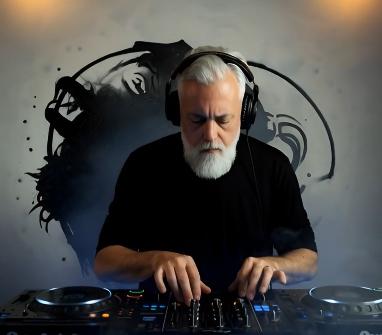 DJ hands on turntable